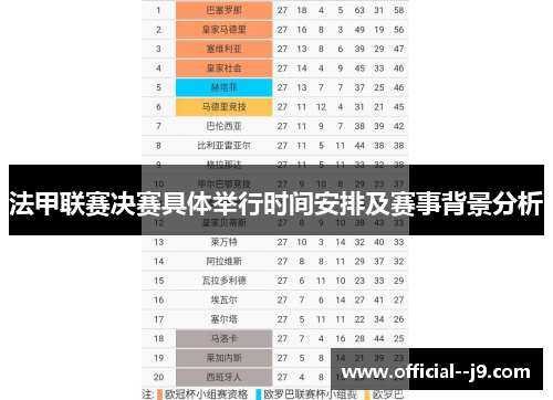 法甲联赛决赛具体举行时间安排及赛事背景分析